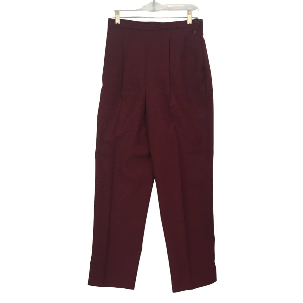 Reflections by‎ Haggar Womens Vintage High Rise Dress Pants, Burgundy, 28 waist